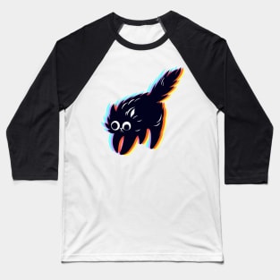 Sci-Fi Cat Drawing with Glitch Effect: Psychedelic Neon Design Baseball T-Shirt